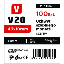 Uchwyt szybkiego montażu 8mm - czarny 100 sztuk